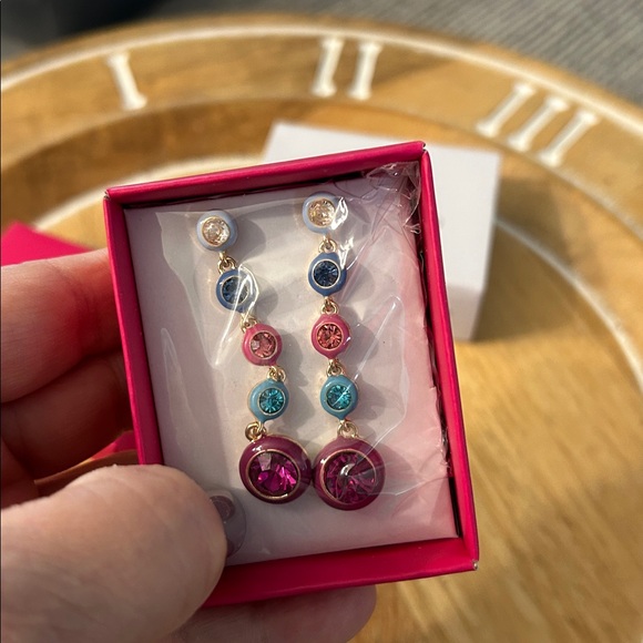 Avon Jewelry - Avon Studio 1886 Enamel Earrings NEW postback dangle drops pink aqua blue